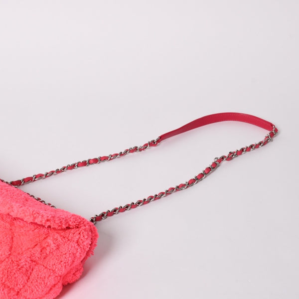 極美品 CHANEL シャネル Sフラップ Wチェーンショルダーバッグ 27番台 ココマーク シアリング レザー ピンク シルバー金具 中古 4a002468