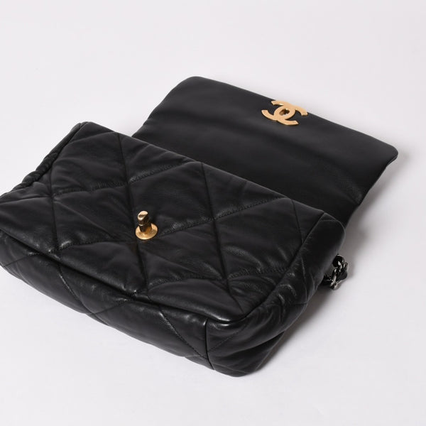 極美品 CHANEL シャネル CHANEL19 LARGE シャネル19 ラージ チェーンショルダーバッグ AS1161 28番台 ラムスキン ブラック 中古 4a002467