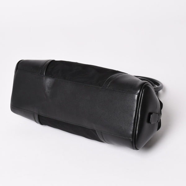 PRADA プラダ ハンドバッグ B10747 トライアングルロゴ 三角プレート ナイロン レザー ブラック シルバー金具 良品 中古 4a002471