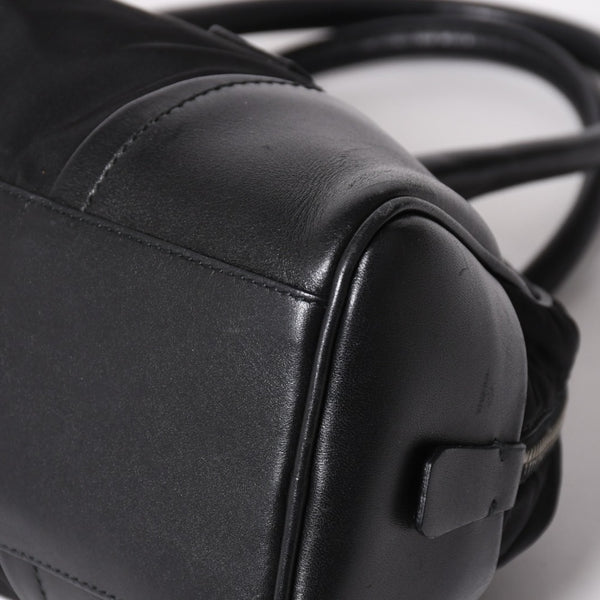 PRADA プラダ ハンドバッグ B10747 トライアングルロゴ 三角プレート ナイロン レザー ブラック シルバー金具 良品 中古 4a002471
