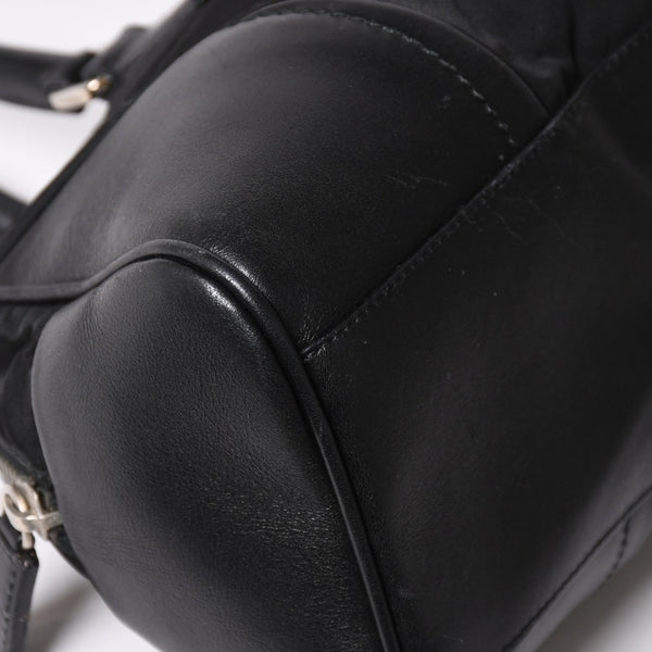 PRADA プラダ ハンドバッグ B10747 トライアングルロゴ 三角プレート ナイロン レザー ブラック シルバー金具 良品 中古 4a002471