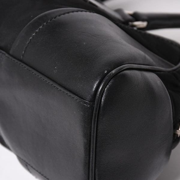 PRADA プラダ ハンドバッグ B10747 トライアングルロゴ 三角プレート ナイロン レザー ブラック シルバー金具 良品 中古 4a002471