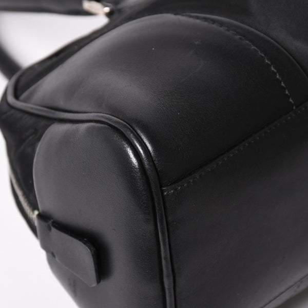 PRADA プラダ ハンドバッグ B10747 トライアングルロゴ 三角プレート ナイロン レザー ブラック シルバー金具 良品 中古 4a002471