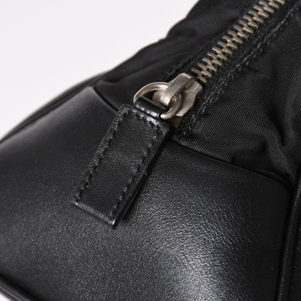 PRADA プラダ ハンドバッグ B10747 トライアングルロゴ 三角プレート ナイロン レザー ブラック シルバー金具 良品 中古 4a002471