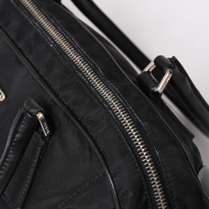 PRADA プラダ ハンドバッグ B10747 トライアングルロゴ 三角プレート ナイロン レザー ブラック シルバー金具 良品 中古 4a002471