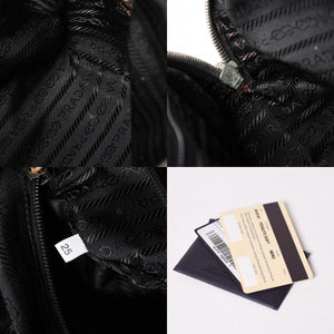 PRADA プラダ ハンドバッグ B10747 トライアングルロゴ 三角プレート ナイロン レザー ブラック シルバー金具 良品 中古 4a002471