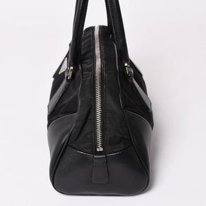 PRADA プラダ ハンドバッグ B10747 トライアングルロゴ 三角プレート ナイロン レザー ブラック シルバー金具 良品 中古 4a002471