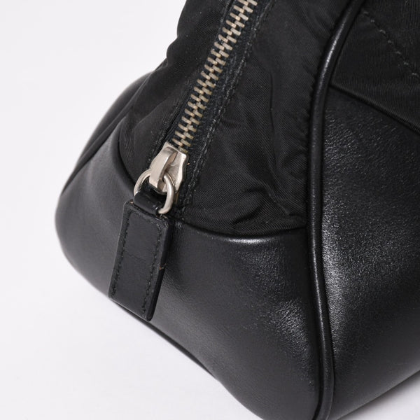 PRADA プラダ ハンドバッグ B10747 トライアングルロゴ 三角プレート ナイロン レザー ブラック シルバー金具 良品 中古 4a002471