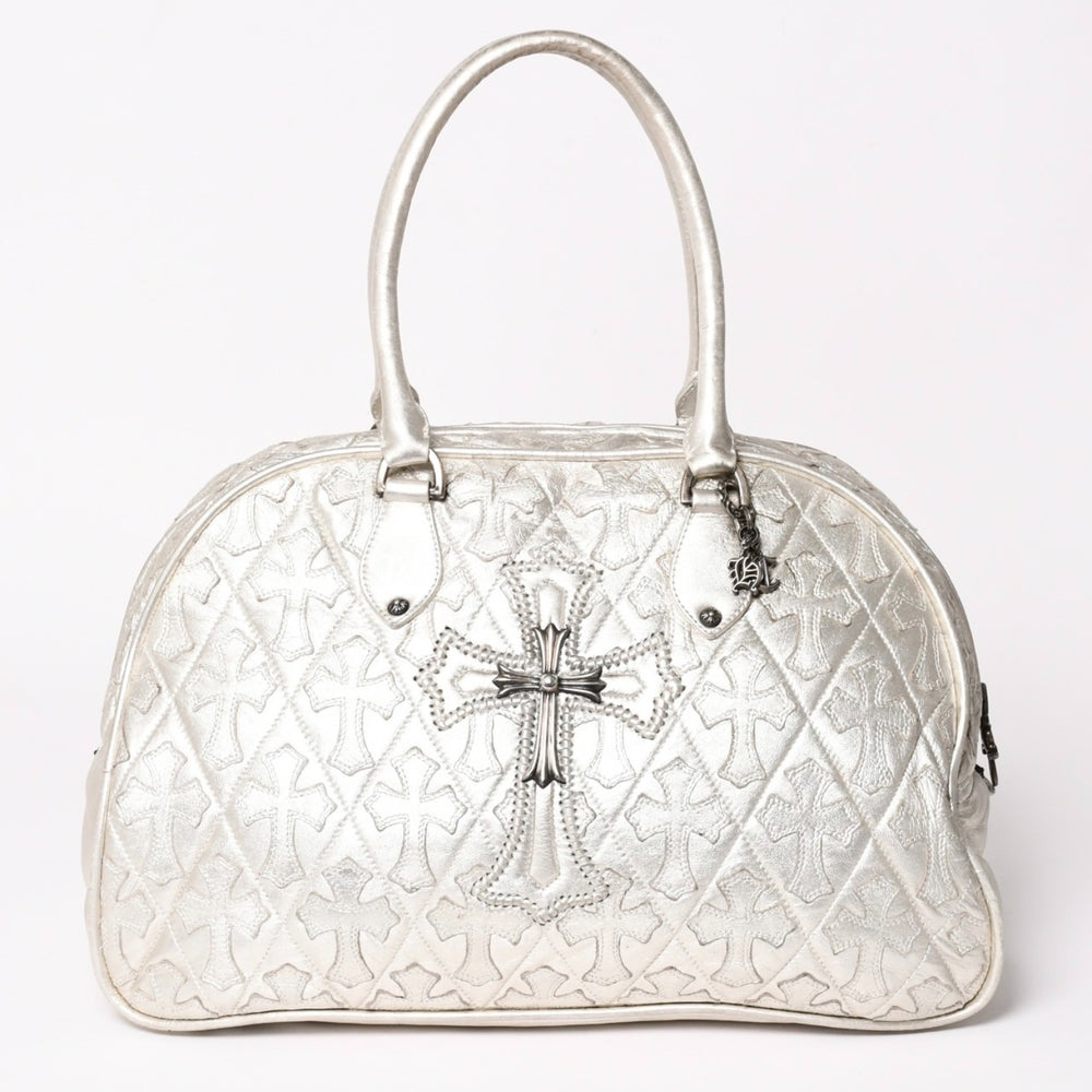 Very good condition CHROME HEARTS Medium Full Cemetery Cross Patch Large Cross Gym Bag Current Model Silver Used 4a003335