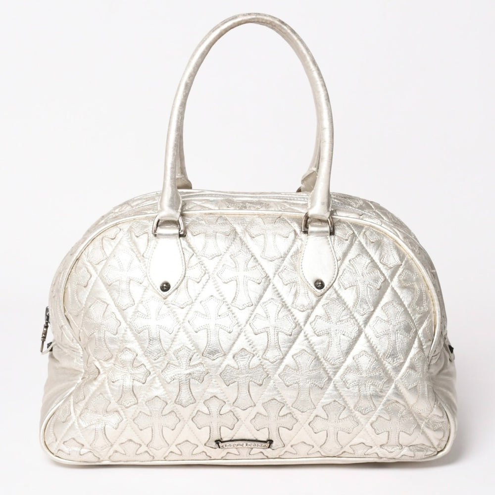 Very good condition CHROME HEARTS Medium Full Cemetery Cross Patch Large Cross Gym Bag Current Model Silver Used 4a003335