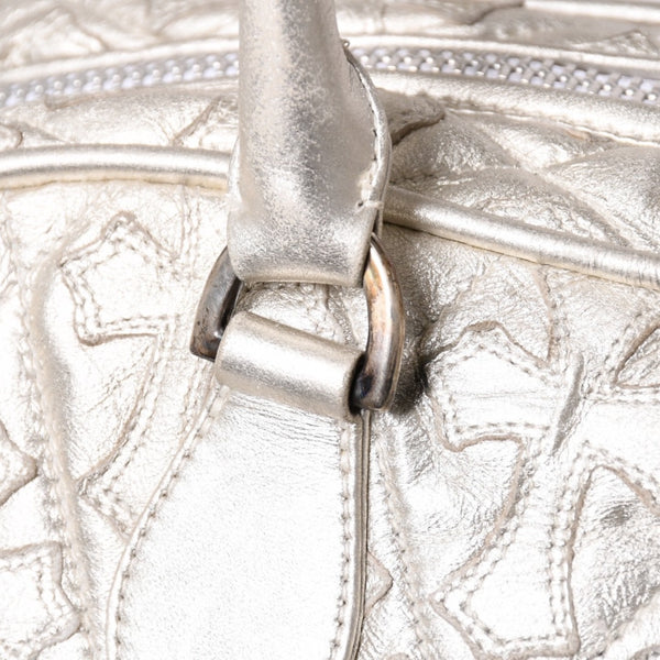 極美品 CHROME HEARTS クロムハーツ ミディアム フルセメタリークロスパッチ ラージクロスジムバッグ 現行型 シルバー 中古 4a003335