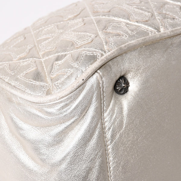 極美品 CHROME HEARTS クロムハーツ ミディアム フルセメタリークロスパッチ ラージクロスジムバッグ 現行型 シルバー 中古 4a003335
