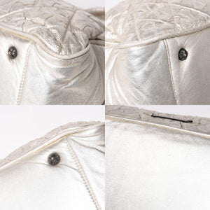極美品 CHROME HEARTS クロムハーツ ミディアム フルセメタリークロスパッチ ラージクロスジムバッグ 現行型 シルバー 中古 4a003335