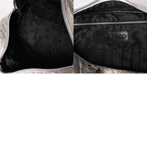 極美品 CHROME HEARTS クロムハーツ ミディアム フルセメタリークロスパッチ ラージクロスジムバッグ 現行型 シルバー 中古 4a003335