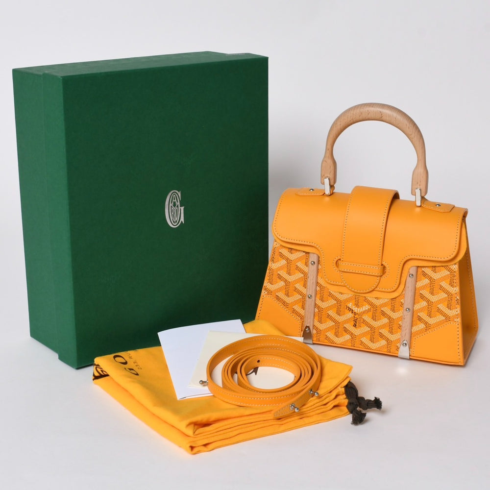 新品同様 GOYARD ゴヤール サイゴンミニ ストラクチャード 2WAYショルダーバッグ ハンドバッグ ゴヤールディンキャンバス ウッド イエロー 中古 4a002799
