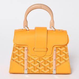 新品同様 GOYARD ゴヤール サイゴンミニ ストラクチャード 2WAYショルダーバッグ ハンドバッグ ゴヤールディンキャンバス ウッド イエロー 中古 4a002799