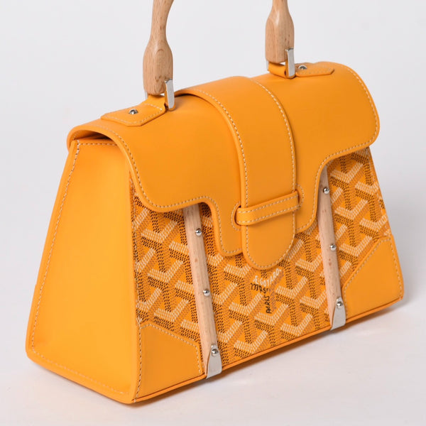 新品同様 GOYARD ゴヤール サイゴンミニ ストラクチャード 2WAYショルダーバッグ ハンドバッグ ゴヤールディンキャンバス ウッド イエロー 中古 4a002799