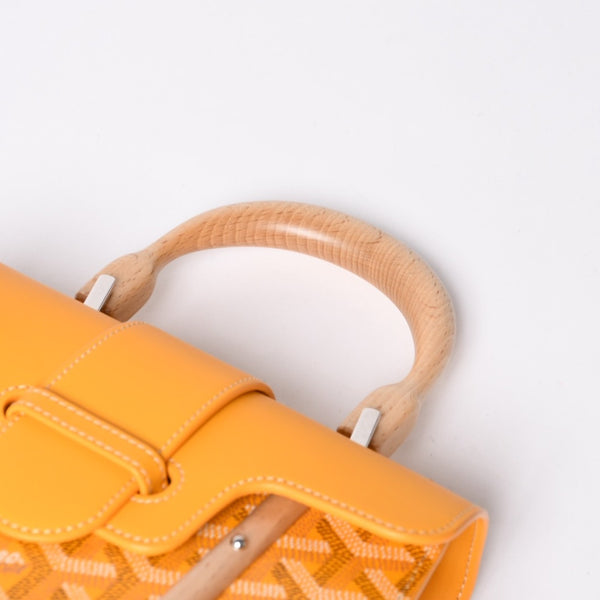 新品同様 GOYARD ゴヤール サイゴンミニ ストラクチャード 2WAYショルダーバッグ ハンドバッグ ゴヤールディンキャンバス ウッド イエロー 中古 4a002799