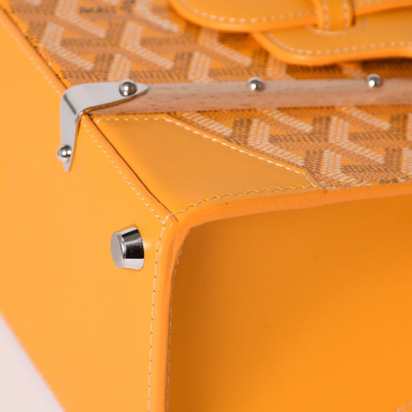 新品同様 GOYARD ゴヤール サイゴンミニ ストラクチャード 2WAYショルダーバッグ ハンドバッグ ゴヤールディンキャンバス ウッド イエロー 中古 4a002799