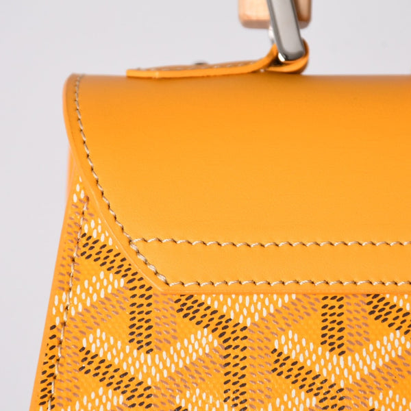 新品同様 GOYARD ゴヤール サイゴンミニ ストラクチャード 2WAYショルダーバッグ ハンドバッグ ゴヤールディンキャンバス ウッド イエロー 中古 4a002799