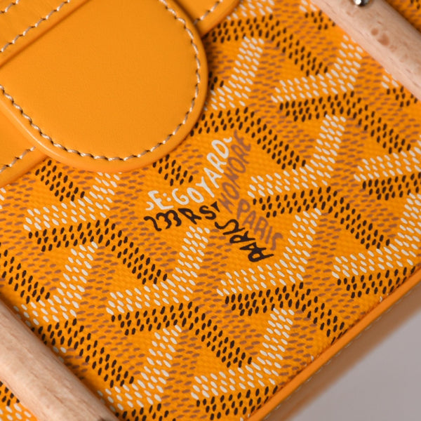 新品同様 GOYARD ゴヤール サイゴンミニ ストラクチャード 2WAYショルダーバッグ ハンドバッグ ゴヤールディンキャンバス ウッド イエロー 中古 4a002799