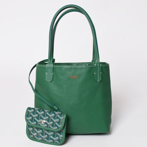 Like new GOYARD Ange Mini Pouch Handbag Green New Leather PVC Used 4a002739