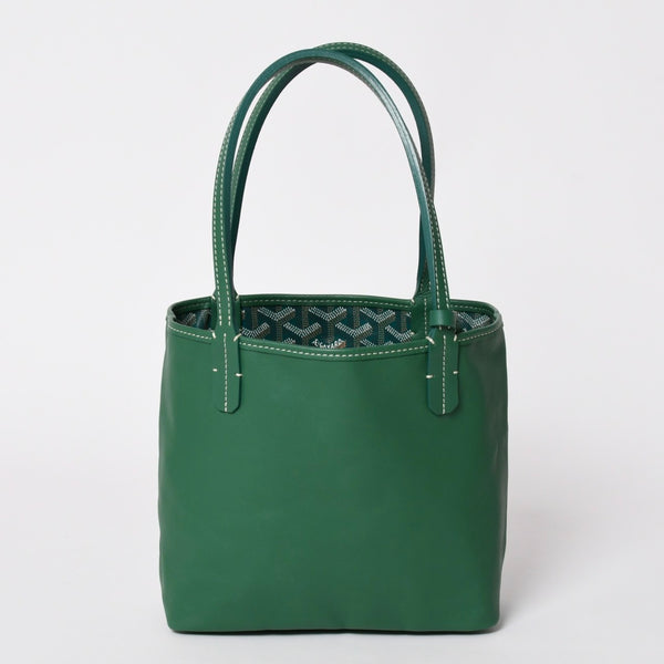 Like new GOYARD Ange Mini Pouch Handbag Green New Leather PVC Used 4a002739
