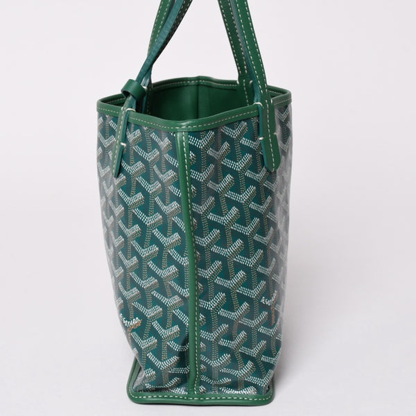 Like new GOYARD Ange Mini Pouch Handbag Green New Leather PVC Used 4a002739
