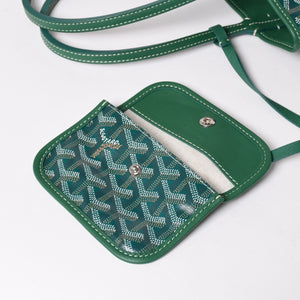 Like new GOYARD Ange Mini Pouch Handbag Green New Leather PVC Used 4a002739