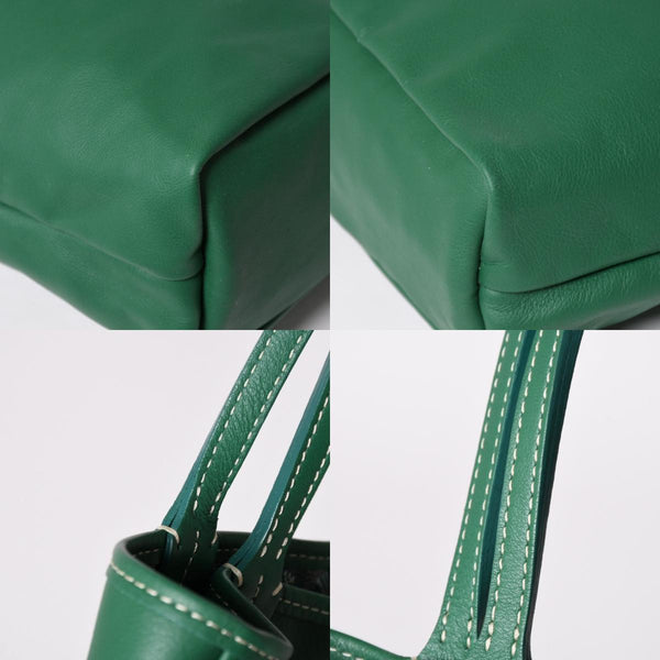 Like new GOYARD Ange Mini Pouch Handbag Green New Leather PVC Used 4a002739