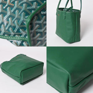 Like new GOYARD Ange Mini Pouch Handbag Green New Leather PVC Used 4a002739