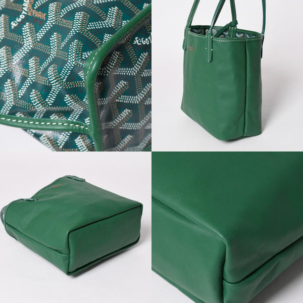 Like new GOYARD Ange Mini Pouch Handbag Green New Leather PVC Used 4a002739