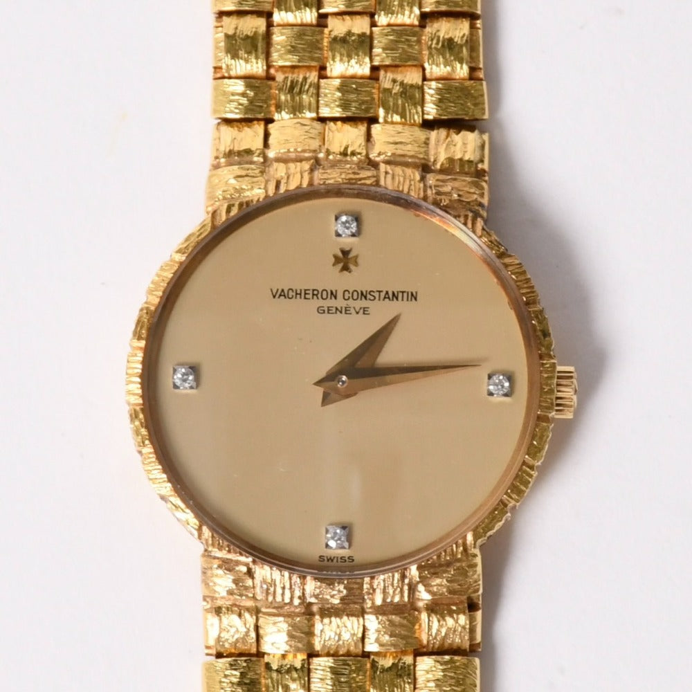 VACHERON CONSTANTIN ヴァシュロン 557642 メッシュドール ラウンド 4P ダイヤ K18YG 時計 中古 4a002539