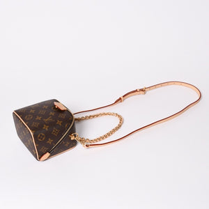 Very Good Condition LOUIS VUITTON Shoulder Bag Just in Case M47096 Monogram Dice Shape Brown Gold Hardware Used 4a002377