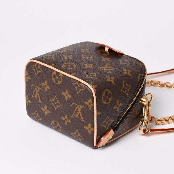 Very Good Condition LOUIS VUITTON Shoulder Bag Just in Case M47096 Monogram Dice Shape Brown Gold Hardware Used 4a002377
