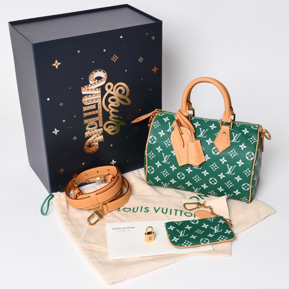 Unused LOUIS VUITTON Handbag Speedy P9 Bandouliere 25 M24423 Green Used 4a002522