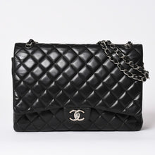 画像をギャラリービューアに読み込む, CHANEL シャネル デカマトラッセ33 Wフラップ Wチェーンショルダーバッグ ココマーク カーフスキン ブラック シルバー金具 美品 中古 4a002396
