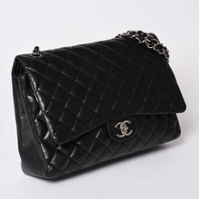 画像をギャラリービューアに読み込む, CHANEL シャネル デカマトラッセ33 Wフラップ Wチェーンショルダーバッグ ココマーク カーフスキン ブラック シルバー金具 美品 中古 4a002396