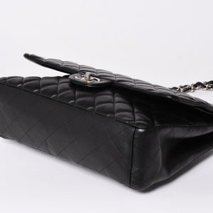 CHANEL CHANEL Deca Matelasse 33 W Flap W Chain Shoulder Bag Coco Mark Calfskin Black Silver Hardware Good Condition Used 4a002396