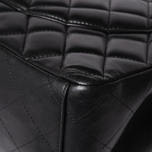 CHANEL CHANEL Deca Matelasse 33 W Flap W Chain Shoulder Bag Coco Mark Calfskin Black Silver Hardware Good Condition Used 4a002396