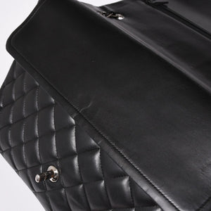 CHANEL CHANEL Deca Matelasse 33 W Flap W Chain Shoulder Bag Coco Mark Calfskin Black Silver Hardware Good Condition Used 4a002396