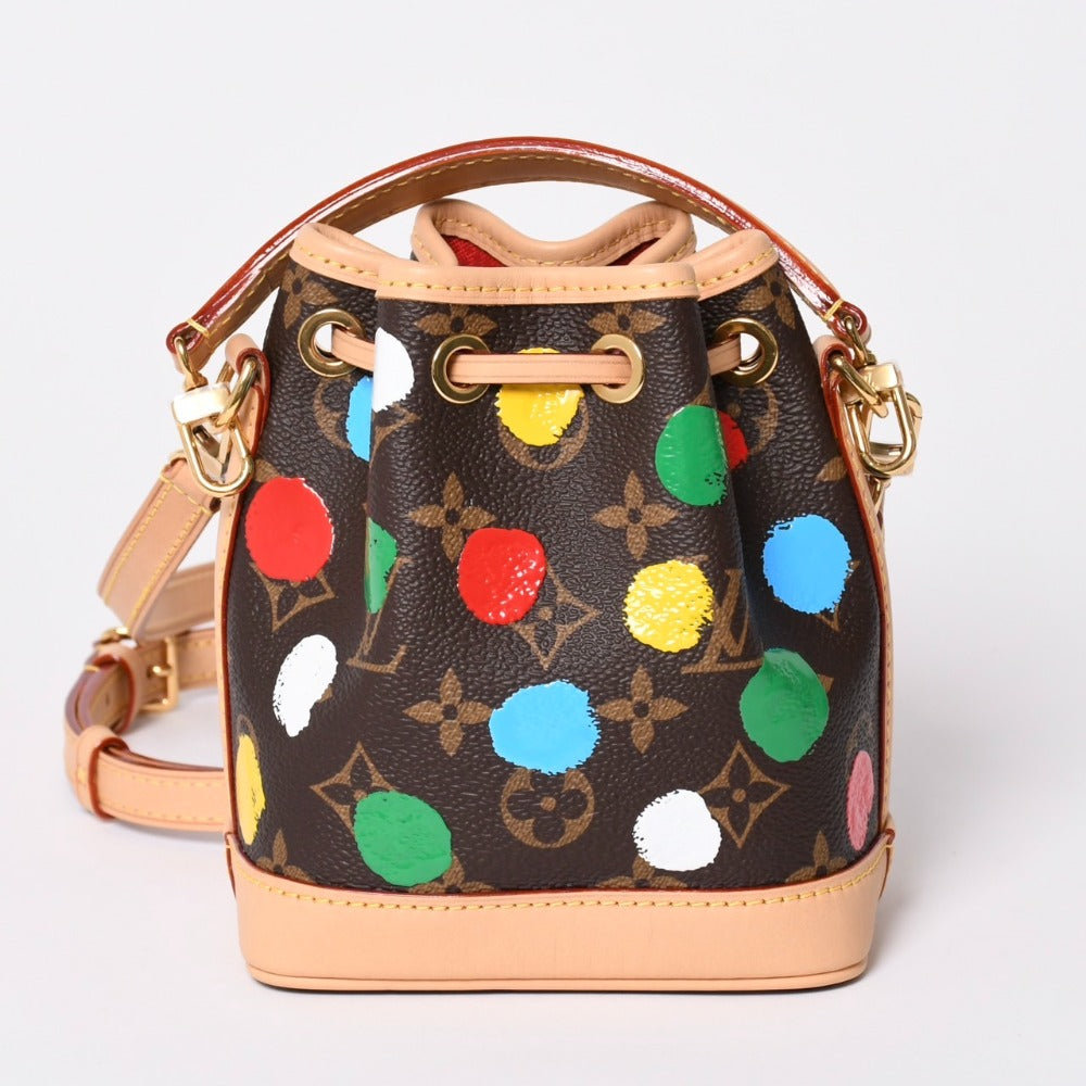 Like new LOUIS VUITTON Yayoi Kusama collaboration shoulder bag Monogram Nano Noe M81863 Brown Used 4a002388