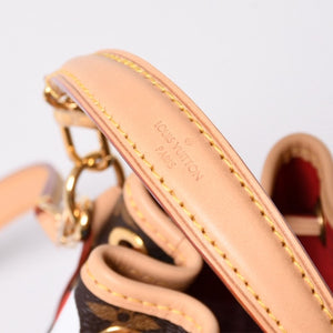 新品同様 LOUIS VUITTON ルイヴィトン 草間彌生コラボ ショルダーバッグ モノグラム ナノノエ M81863 ブラウン 中古 4a002388