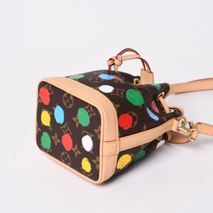 新品同様 LOUIS VUITTON ルイヴィトン 草間彌生コラボ ショルダーバッグ モノグラム ナノノエ M81863 ブラウン 中古 4a002388