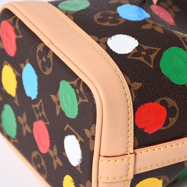 新品同様 LOUIS VUITTON ルイヴィトン 草間彌生コラボ ショルダーバッグ モノグラム ナノノエ M81863 ブラウン 中古 4a002388