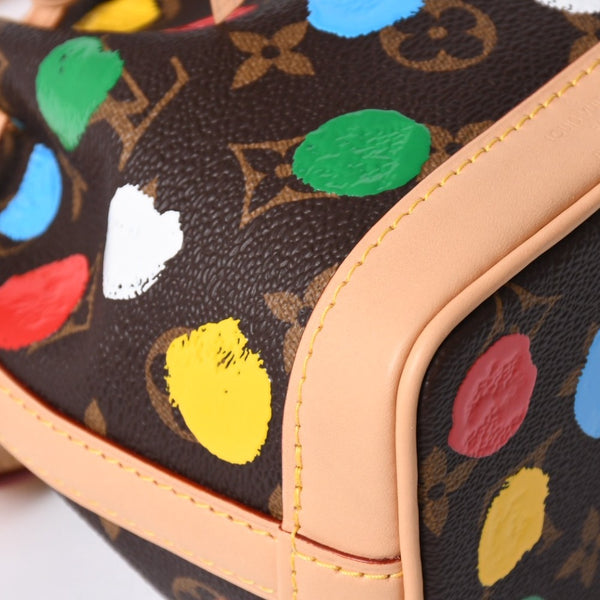 新品同様 LOUIS VUITTON ルイヴィトン 草間彌生コラボ ショルダーバッグ モノグラム ナノノエ M81863 ブラウン 中古 4a002388