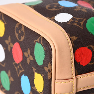 新品同様 LOUIS VUITTON ルイヴィトン 草間彌生コラボ ショルダーバッグ モノグラム ナノノエ M81863 ブラウン 中古 4a002388