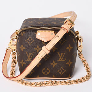 Very Good Condition LOUIS VUITTON Shoulder Bag Just in Case M47096 Monogram Dice Shape Brown Gold Hardware Used 4a002377