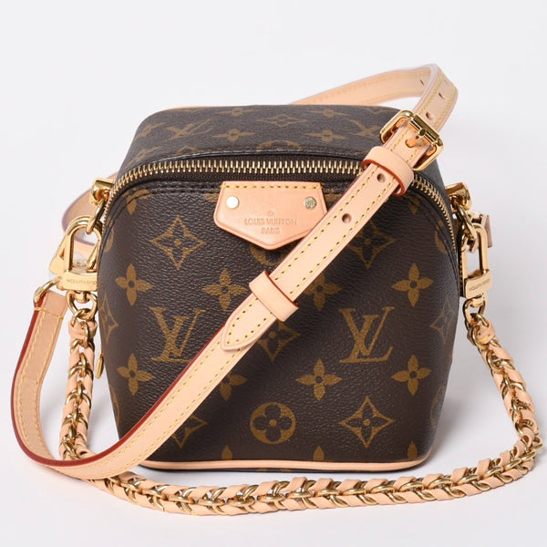 Very Good Condition LOUIS VUITTON Shoulder Bag Just in Case M47096 Monogram Dice Shape Brown Gold Hardware Used 4a002377