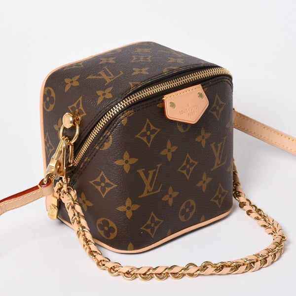 Very Good Condition LOUIS VUITTON Shoulder Bag Just in Case M47096 Monogram Dice Shape Brown Gold Hardware Used 4a002377
